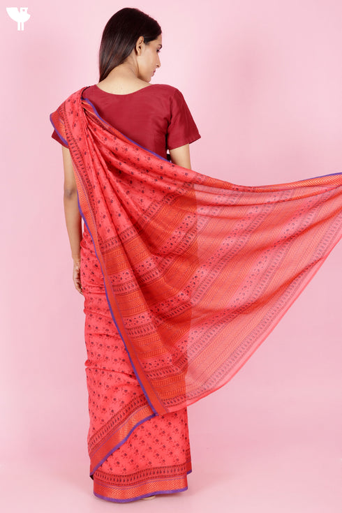 Maheshwari Saree In Block Print